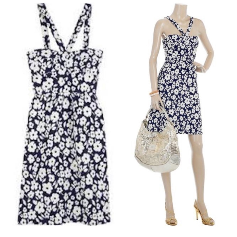 Tibi African Violet Print Floral Cotton Dress Size 2